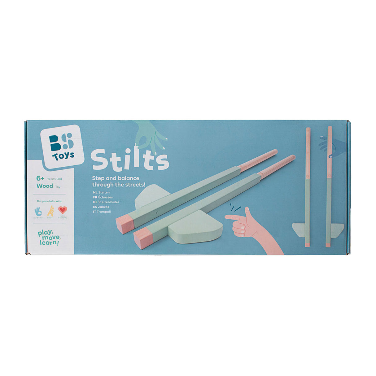 Bs toys houten stelten groen, 2dlg.