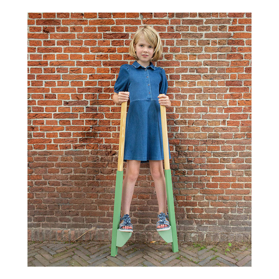 Bs toys houten stelten groen, 2dlg.