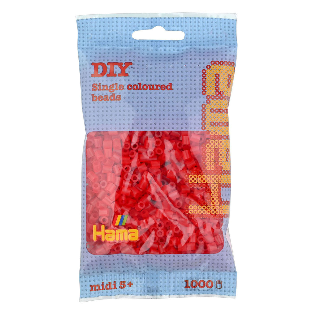 Hama strijkkralen - rood transparant (013), 1000st.