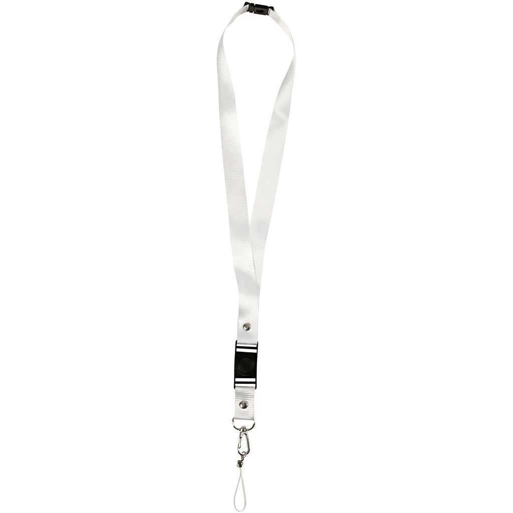 Creativ company sleutelkoord, l: 53 cm, b: 2 cm, wit, 5 stuk 1 doos