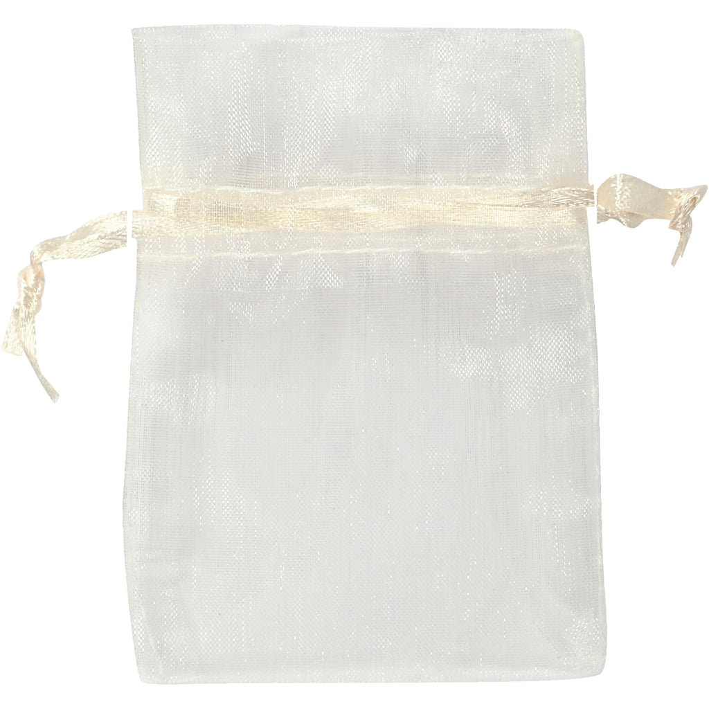 Creativ company organza zakjes, afm 7x10 cm, off-white, 10 stuk 1 doos