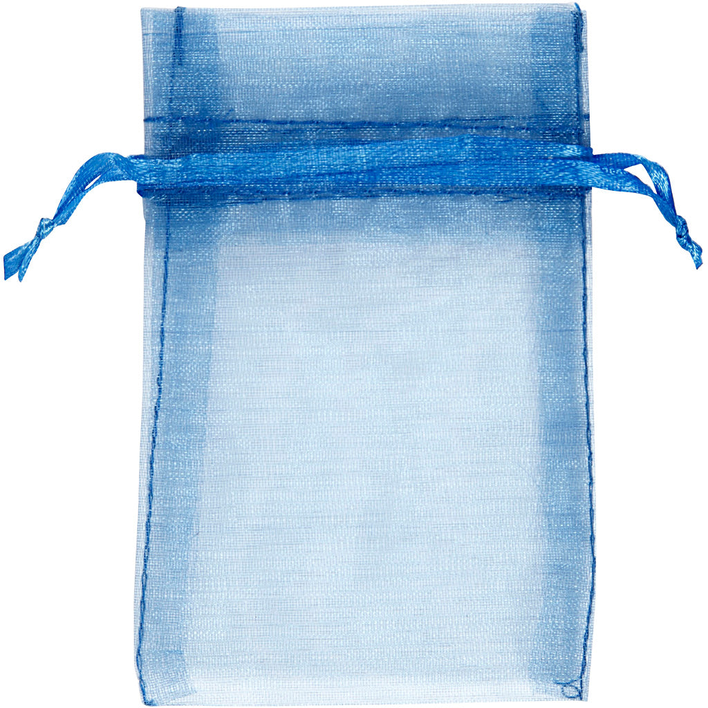 Creativ company organza zakjes, afm 7x10 cm, blauw, 10 stuk 1 doos
