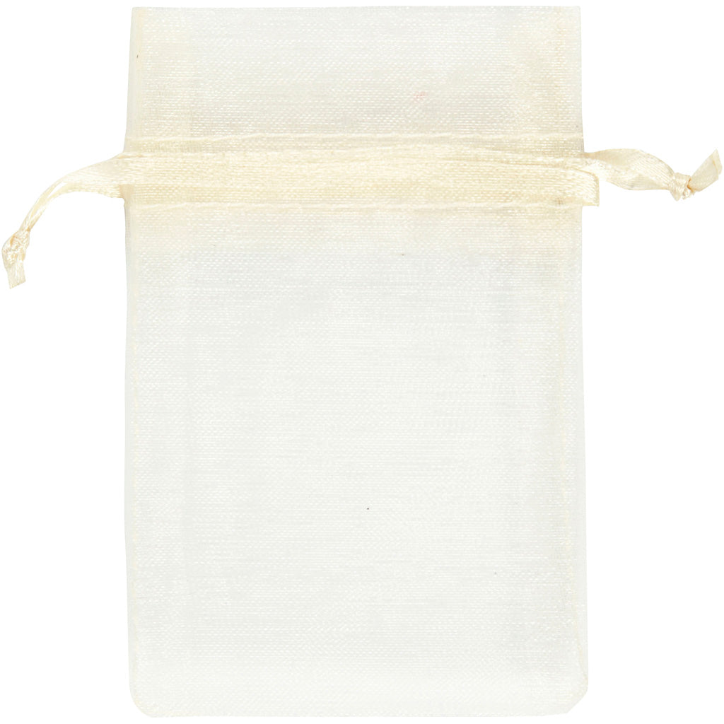 Creativ company organza zakjes, afm 7x10 cm, off-white, 10 stuk 1 doos