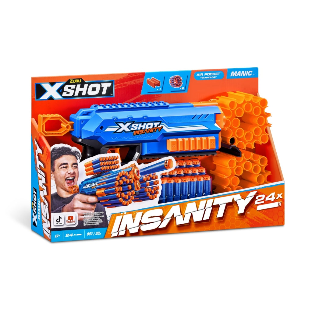 Zuru x-shot insanity manic blaster + 24 darts