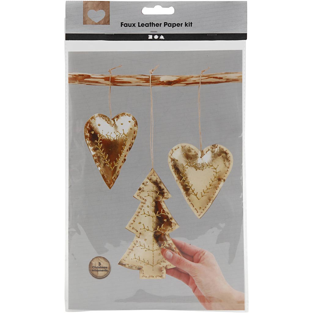 Creativ company faux leather kerstdecoraties, dikte 0,55 mm, goud, 1 set