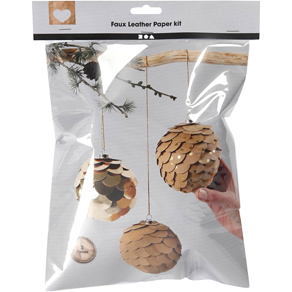 Creativ company faux leather papier kegels, d 8 cm, dikte 0,55 mm, goud, 1 set