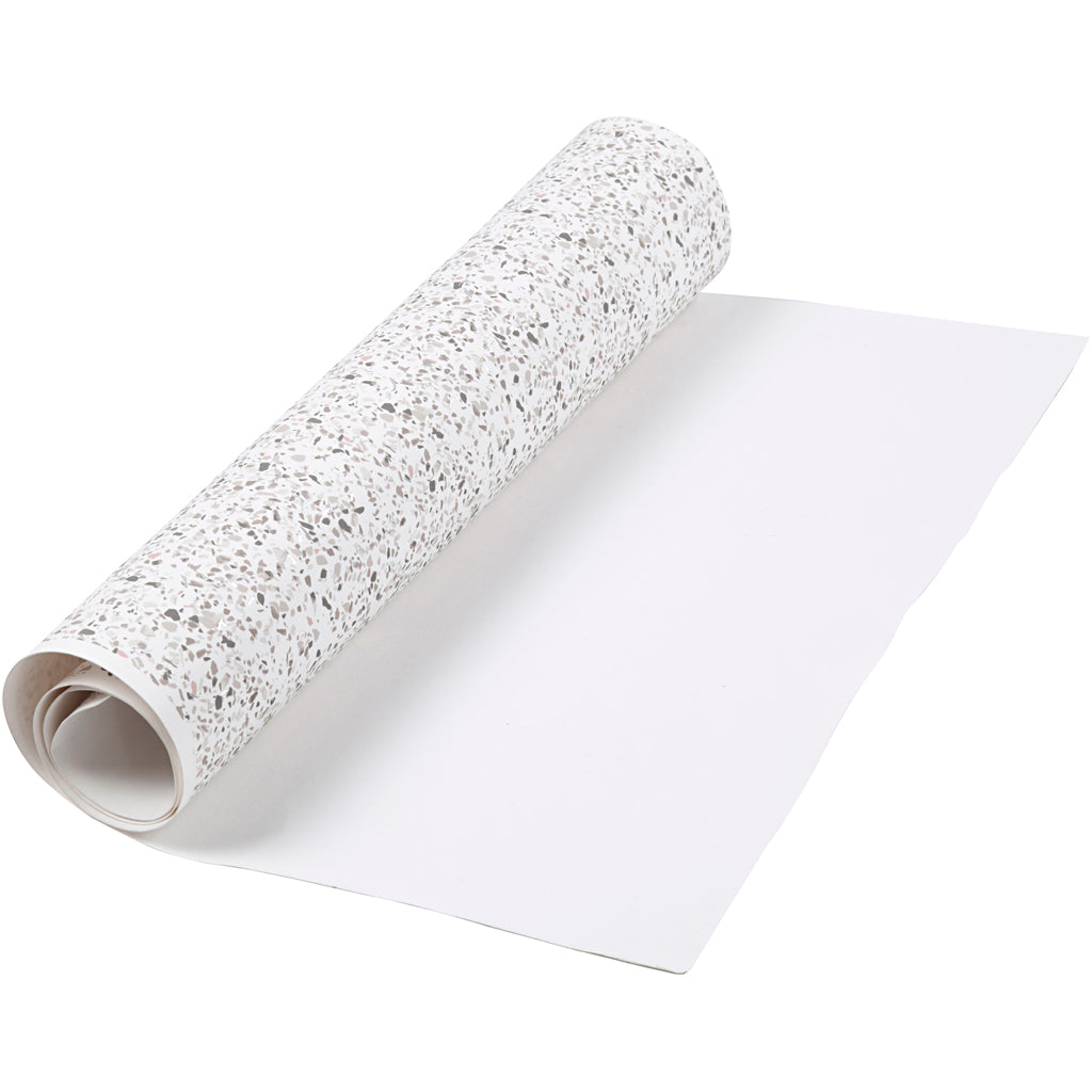 Creativ company kunstleerpapier, b: 49,5 cm, met folie,bedrukt, 350 gr, wit, 1 m 1 rol
