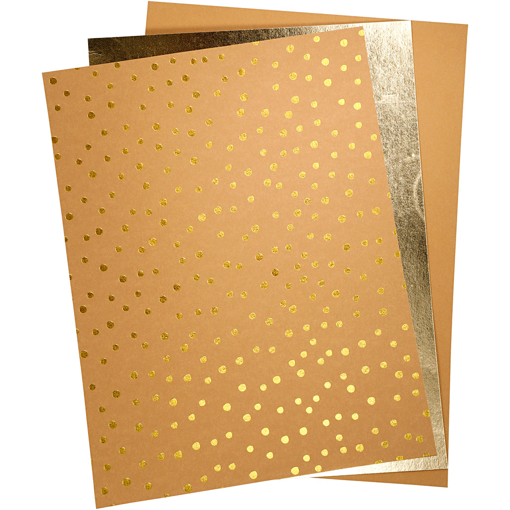 Creativ company faux leather papier, vel 21x27,5+21x28,5+21x29,5 cm, dikte 0,55 mm, unikleurig,met folie,bedrukt, 3 vel 1 doos