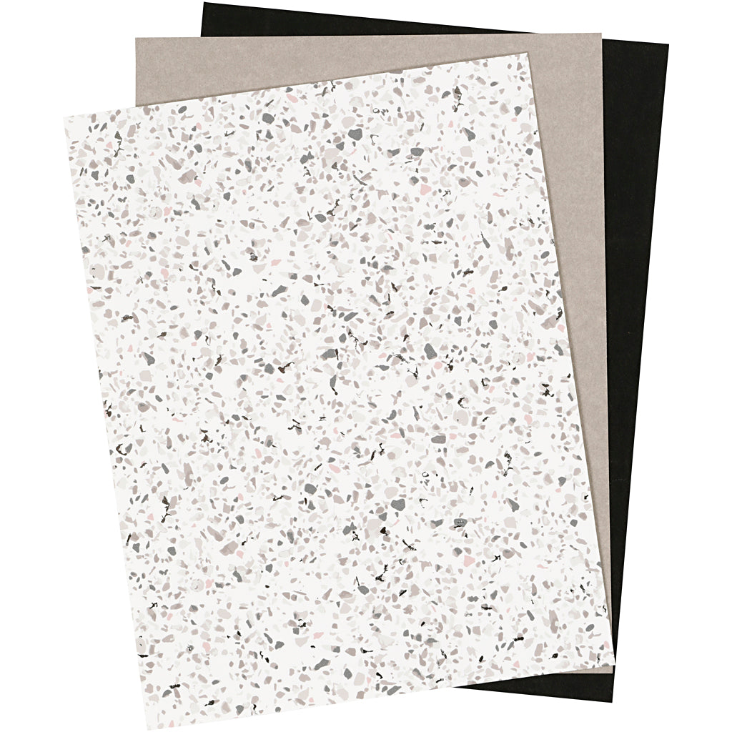 Creativ company faux leather papier, vel 21x27,5+21x28,5+21x29,5 cm, dikte 0,55 mm, unikleurig,met folie,bedrukt, 3 vel 1 doos