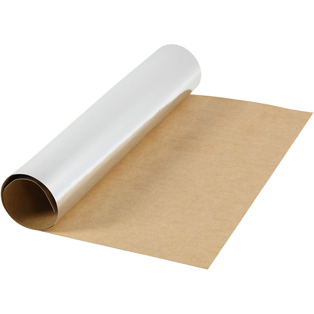 Creativ company faux leather papier, b: 49 cm, unikleurig,met folie, 350 gr, zilver, 1 m 1 rol