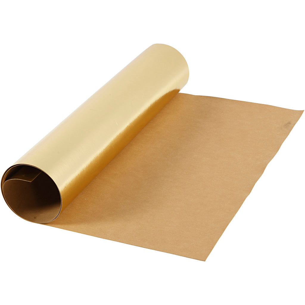 Creativ company faux leather papier, b: 49 cm, unikleurig,met folie, 350 gr, goud, 1 m 1 rol