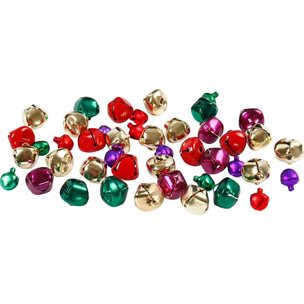 Creativ company belletjes, d 10+14 mm, metallic kleuren, 24 div 1 doos