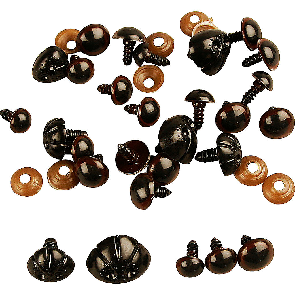 Creativ company teddybeer ogen neuzen, d 10+12,5+15 mm, afm 15+25 mm, 12 div 1 doos