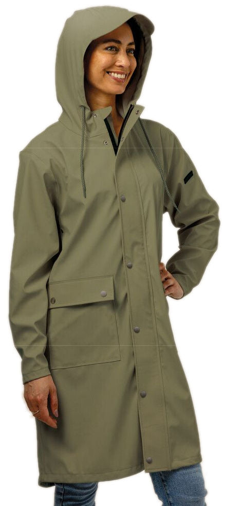 Mirage regenjas rainfall trenchcoat - maat m - gemaakt van polyester soft touch - olive green