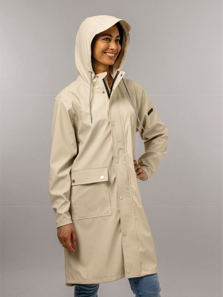 Mirage regenjas rainfall trenchcoat - maat m - gemaakt van polyester soft touch - off white