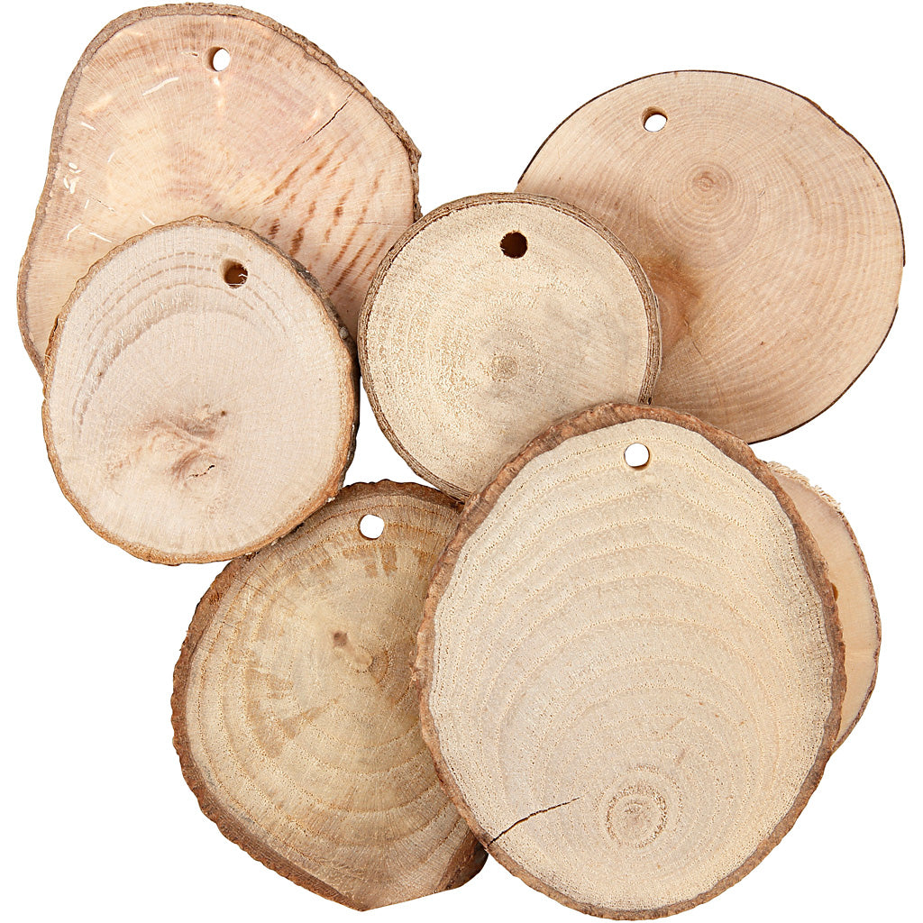 Creativ company houten schijven met gat, d 40-70 mm, gatgrootte 4 mm, dikte 5 mm, ca. 250 gr, 25 stuk 1 doos