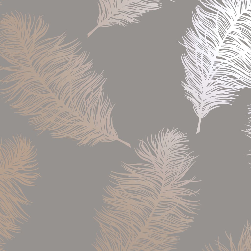 Dutch wallcoverings behang fawning veer grijs en roségoudkleurig