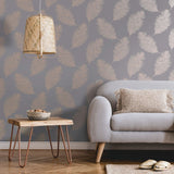 Dutch wallcoverings behang fawning veer grijs en roségoudkleurig