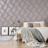Dutch wallcoverings behang fawning veer grijs en roségoudkleurig
