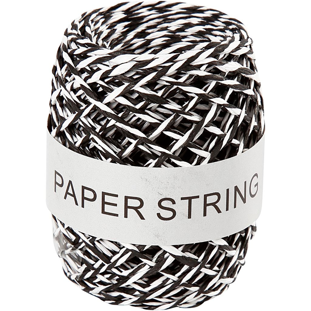 Creativ company papierkoord, dikte 1 mm, zwart wit, 50 m 1 rol
