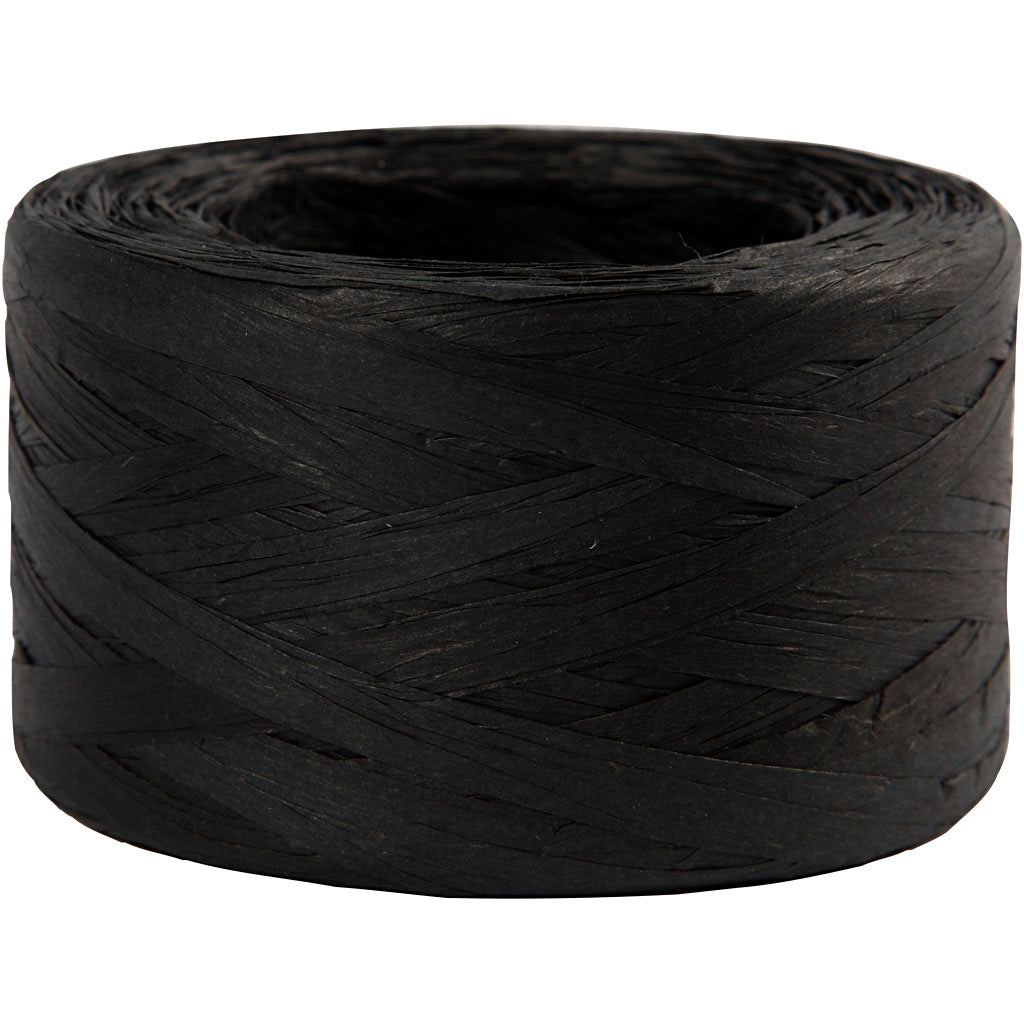 Creativ company papier raffia garen, b: 7-8 mm, zwart, 100 m 1 rol