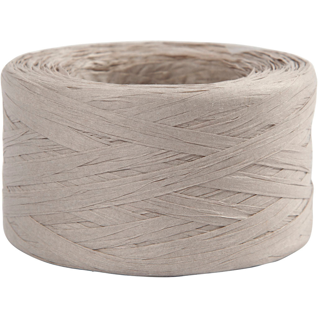 Creativ company papier raffia garen, b: 7-8 mm, lichtgrijs, 100 m 1 rol