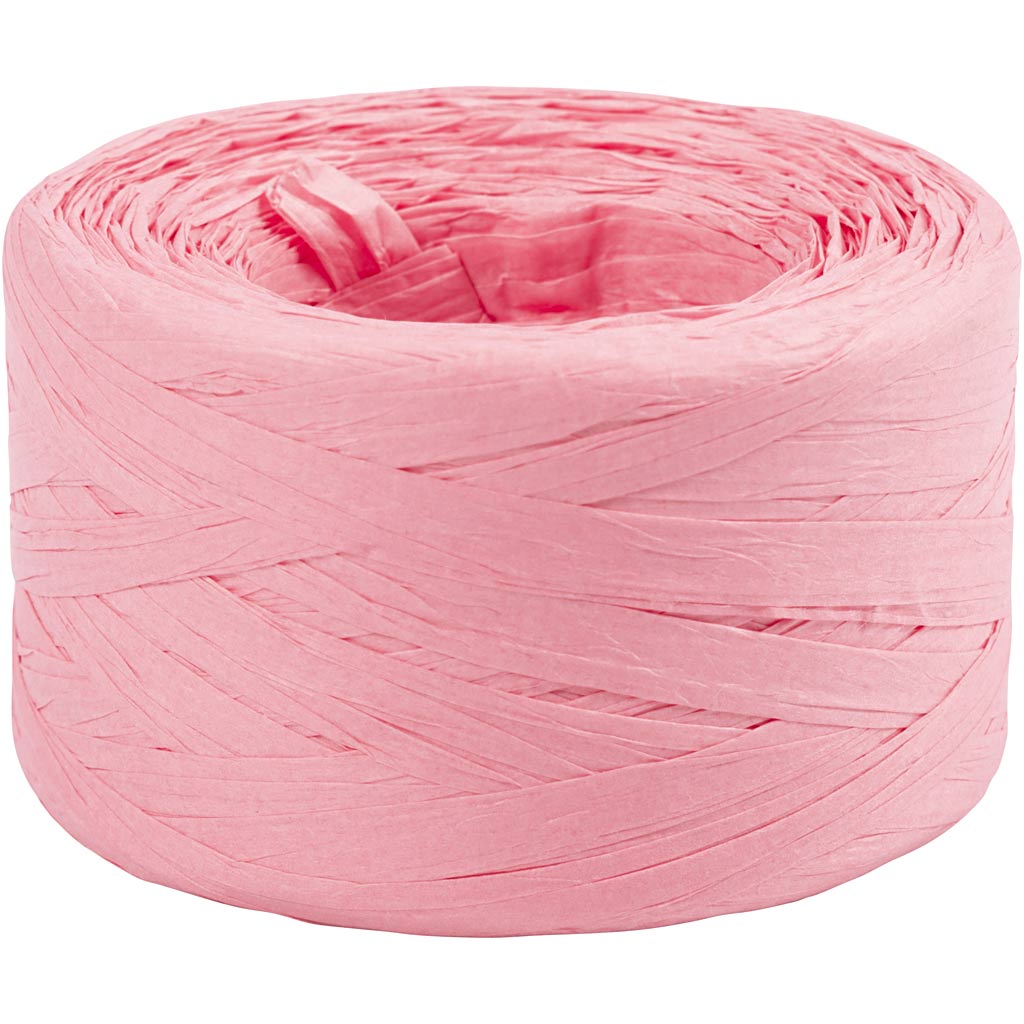 Creativ company papier raffia garen, b: 7-8 mm, lichtroze, 100 m 1 rol