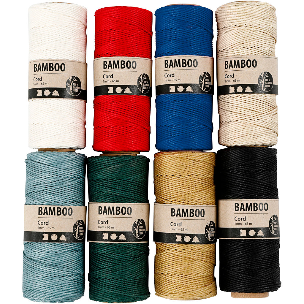 Creativ company bamboekoord, dikte 1 mm, diverse kleuren, 8x65 m 1 set
