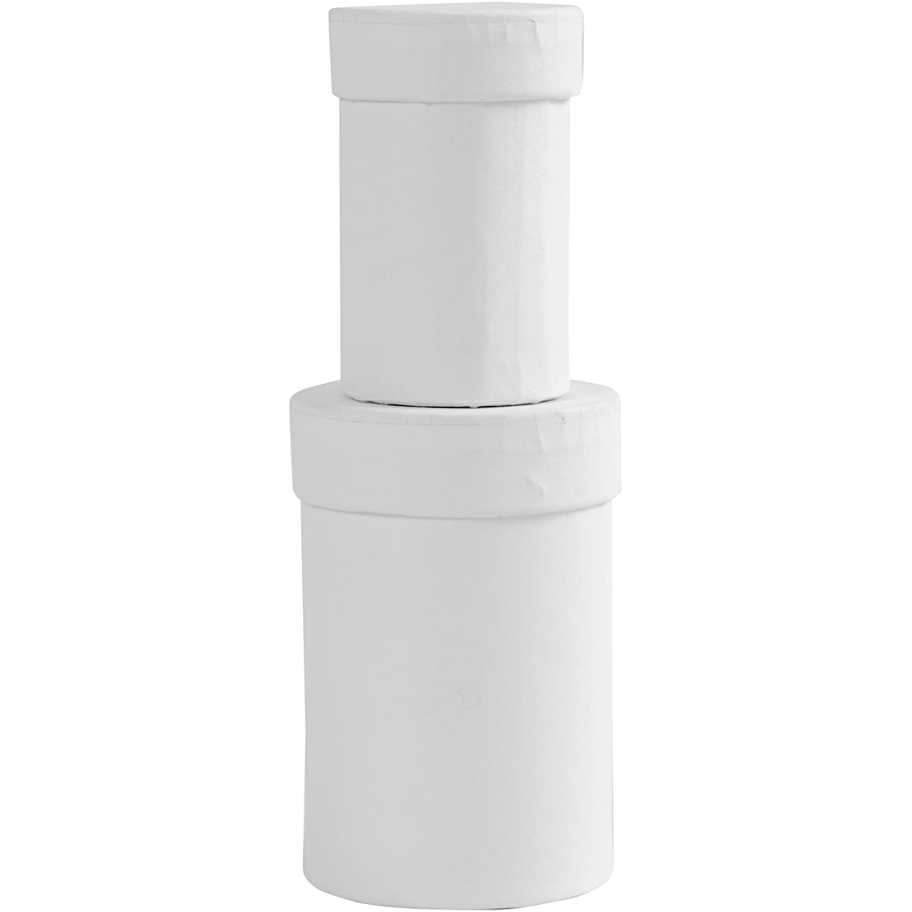Creativ company ronde dozen, h: 7+9 cm, afm 4,5+6 cm, wit, 2 stuk 1 set
