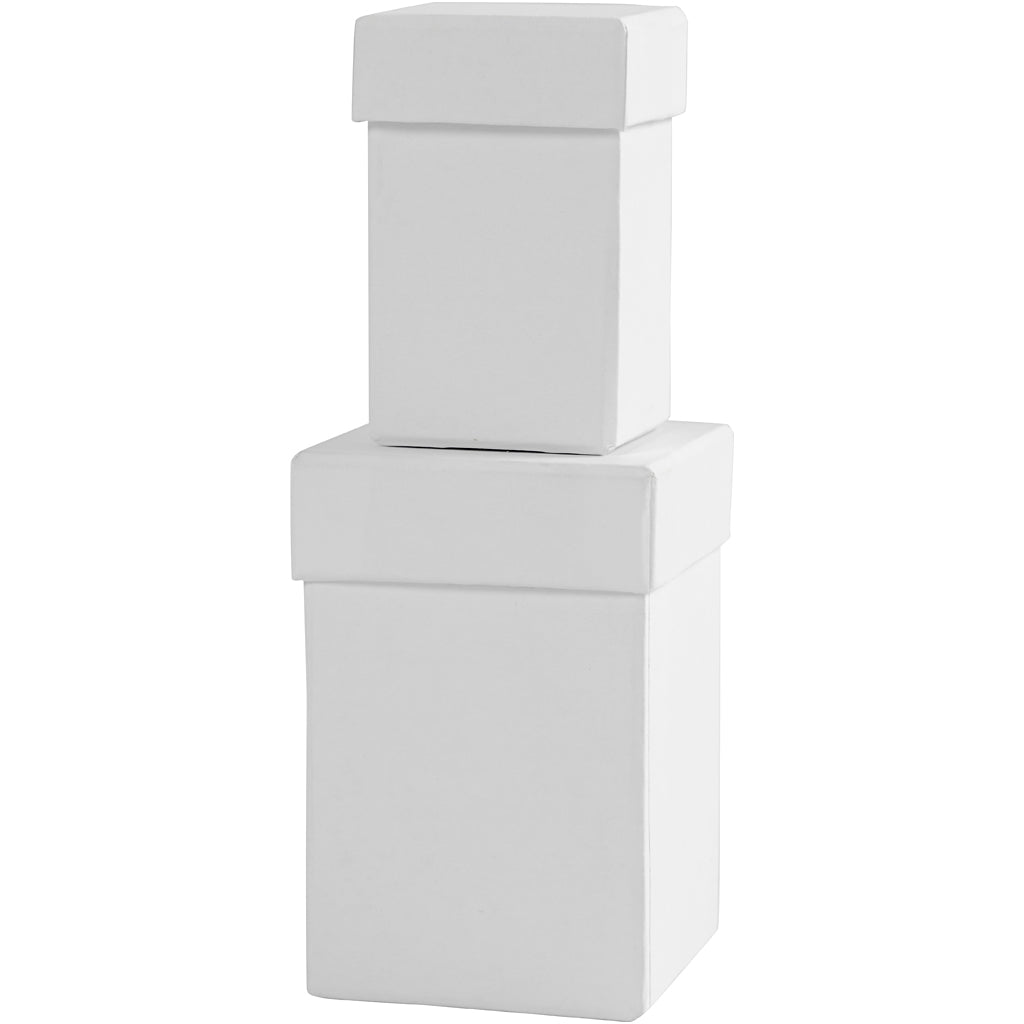 Creativ company vierkante dozen, h: 7+9 cm, afm 4,5+6 cm, wit, 2 stuk 1 set