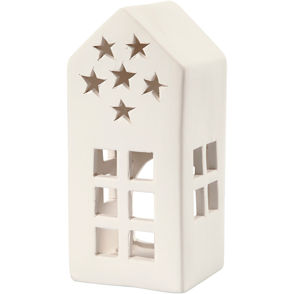 Creativ company waxinelichthouder, h: 16 cm, afm 7x7 cm, wit, 8 stuk 1 doos