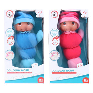 My beautiful dolls room pop gloeiworm 28 cm met licht en geluid 2 assorti