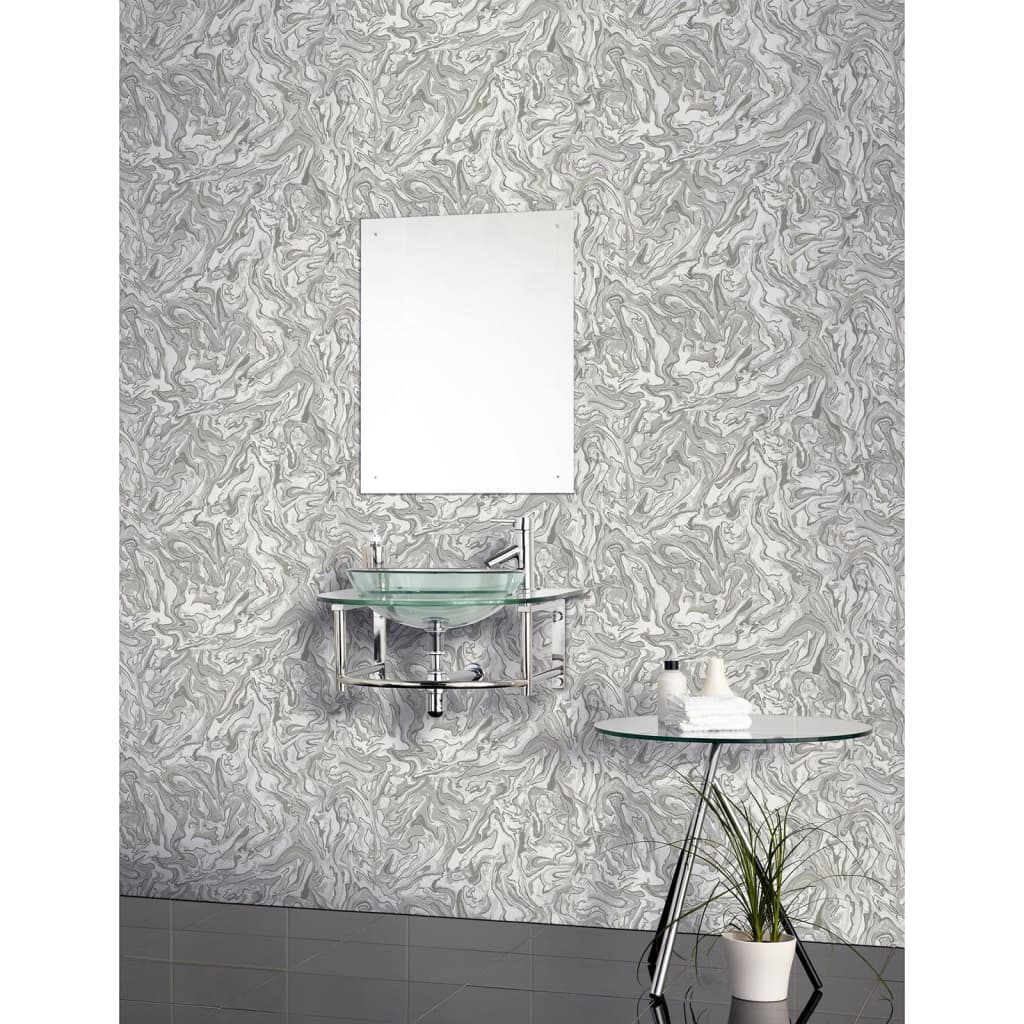 Dutch wallcoverings behang liquid marble grijs