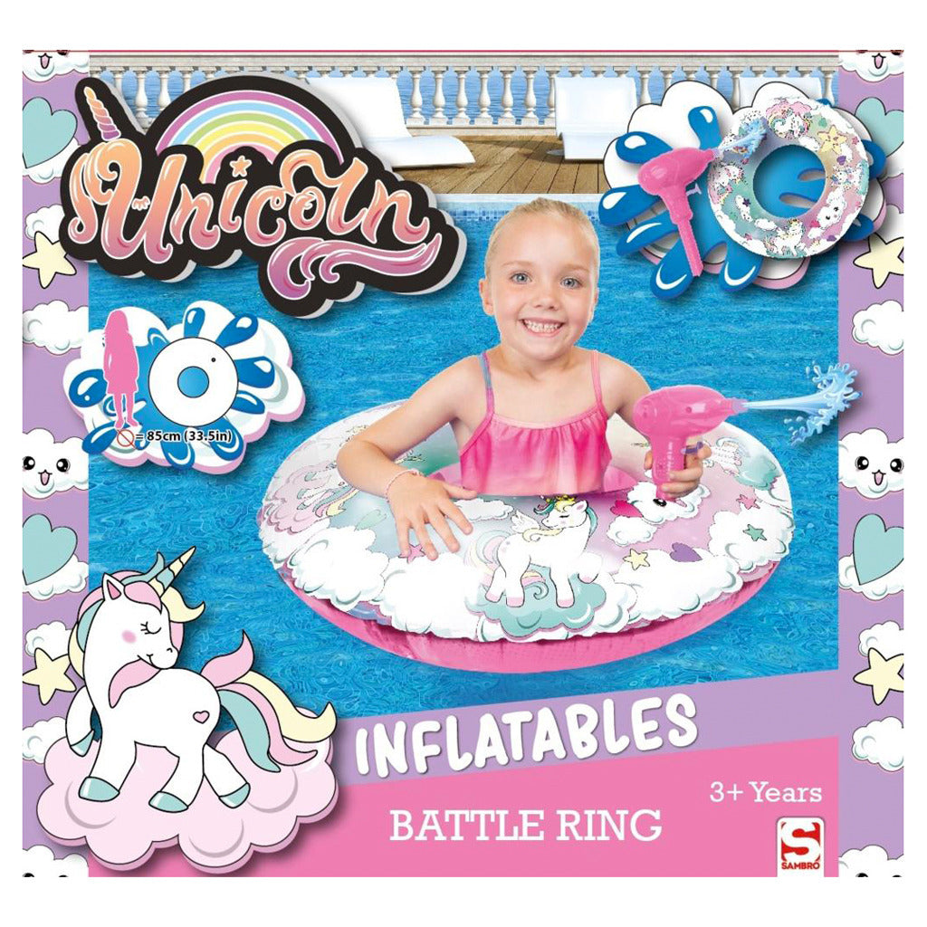 Sambro eenhoorn battle ring zwemband met waterpistool 85 cm