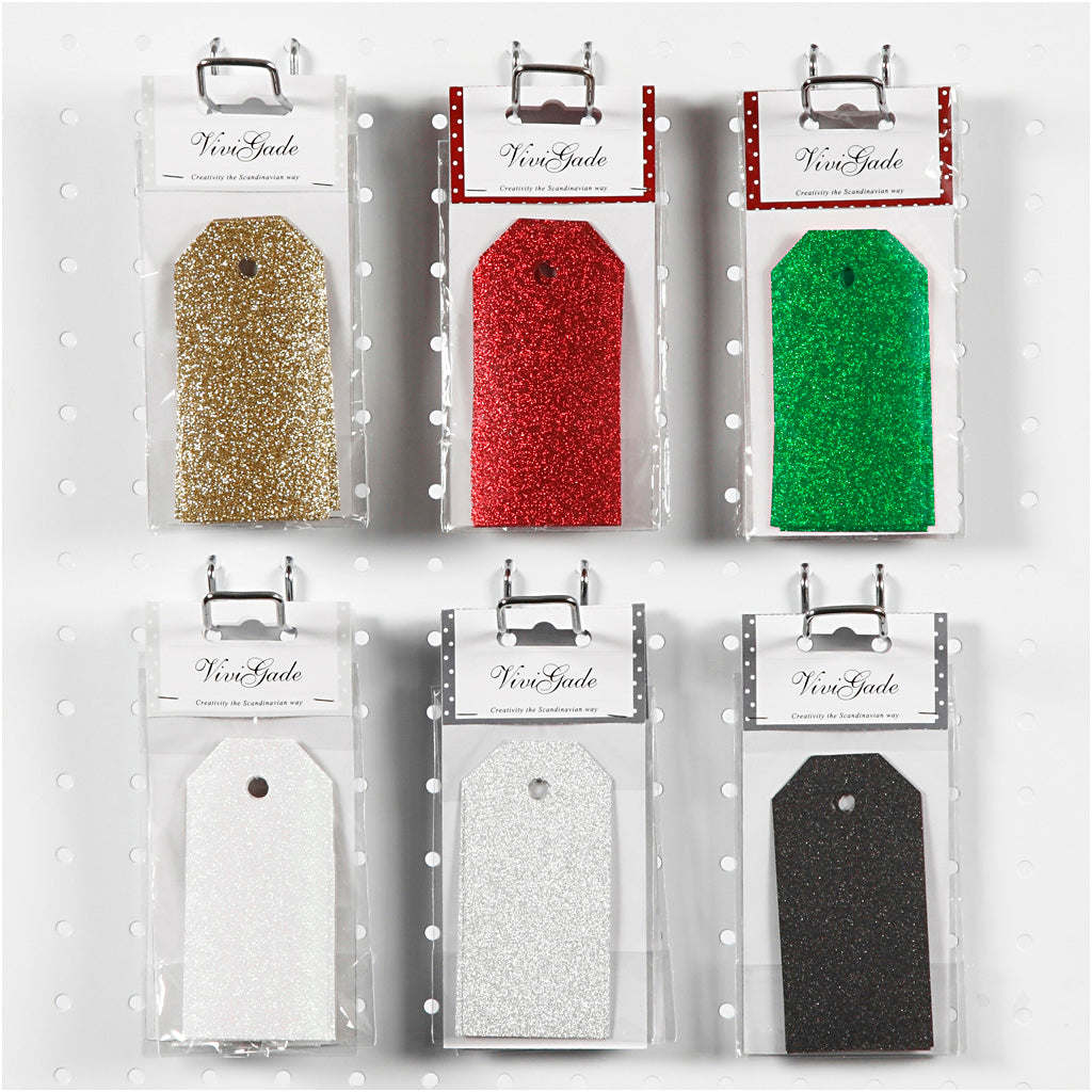 Vivi gade cadeaulabels, afm 5x10 cm, glitter, 300 gr, 6x10 doos 1 doos