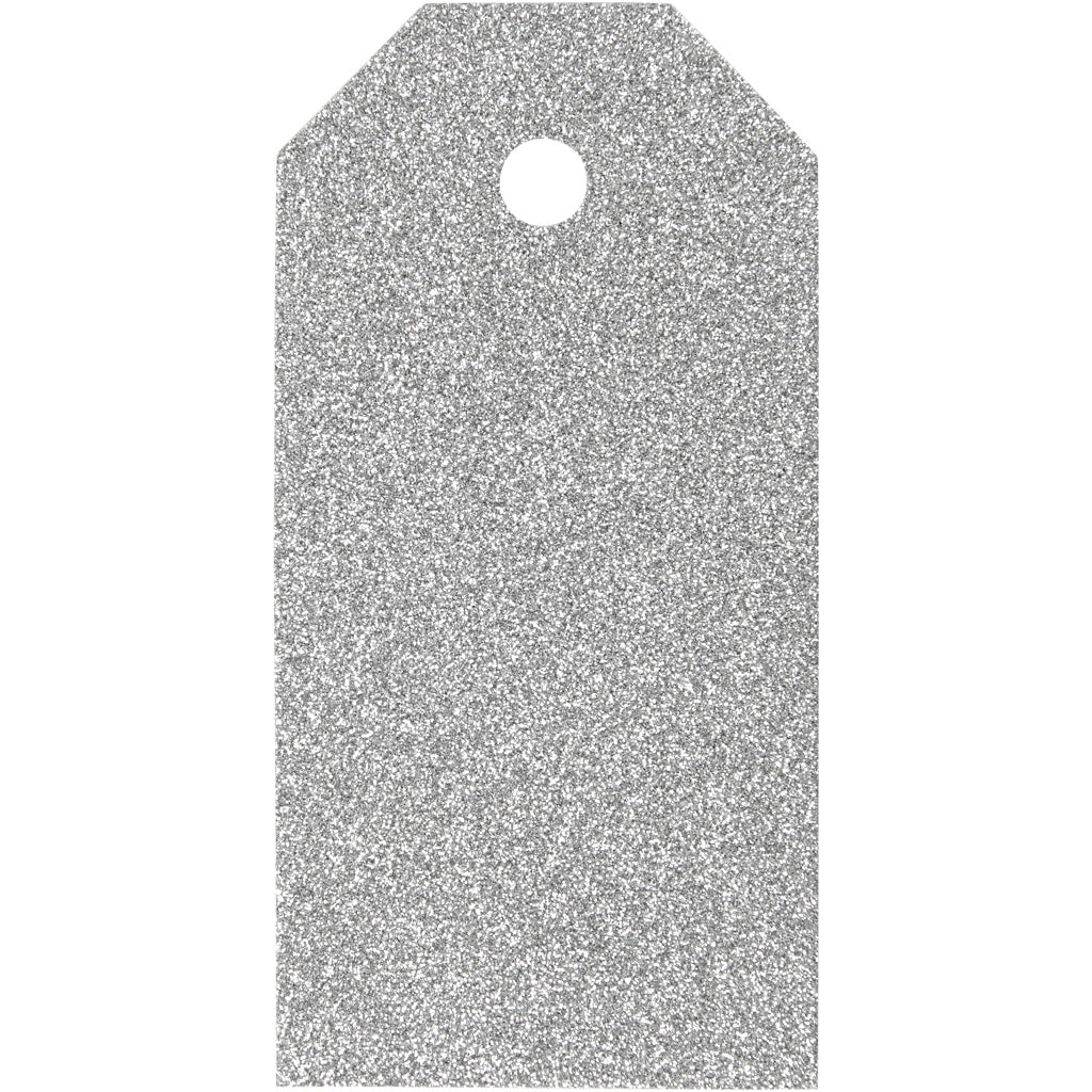 Vivi gade cadeaulabels, afm 5x10 cm, glitter, 300 gr, zilver, 15 stuk 1 doos