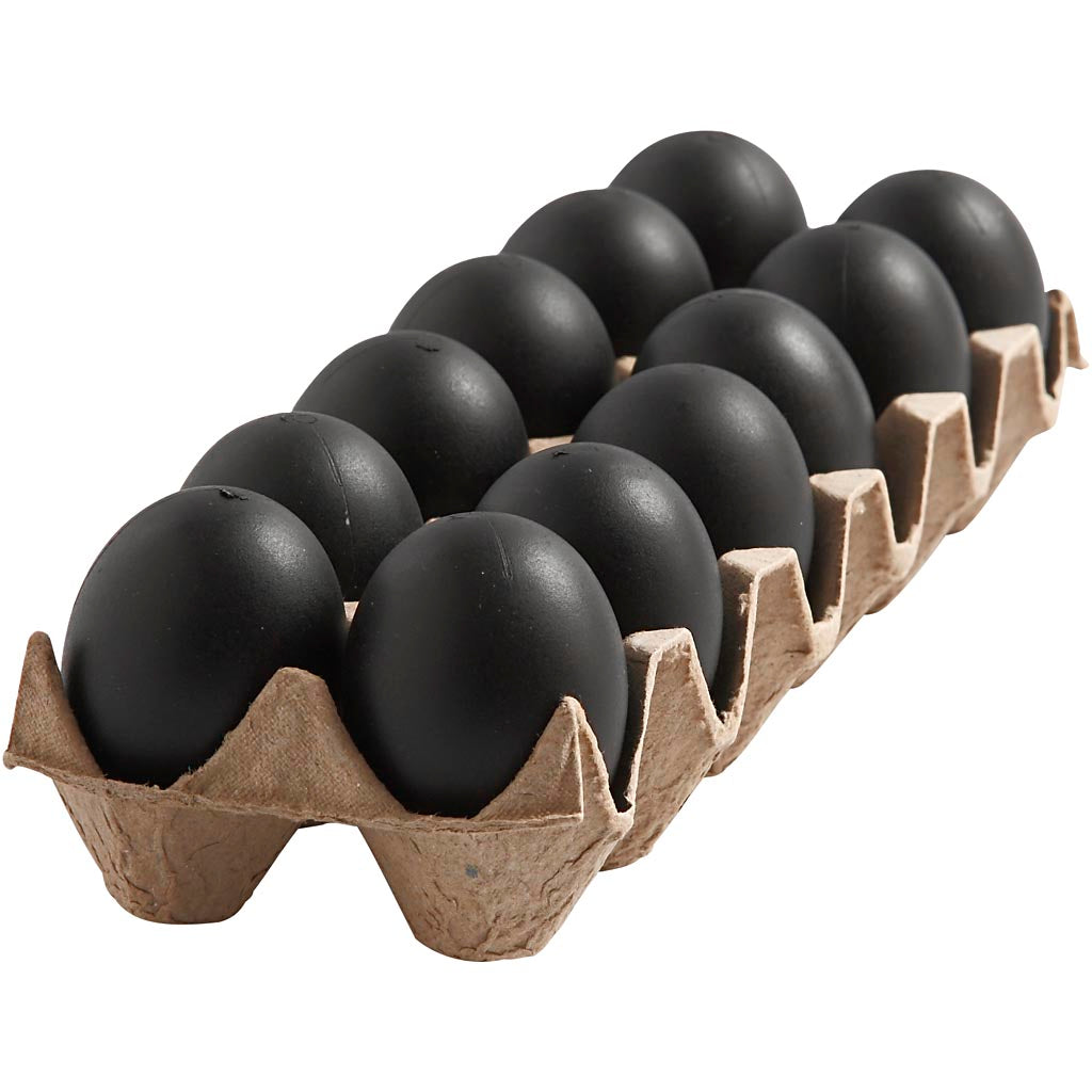 Creativ company eieren, h: 6 cm, zwart, 12 stuk 1 doos