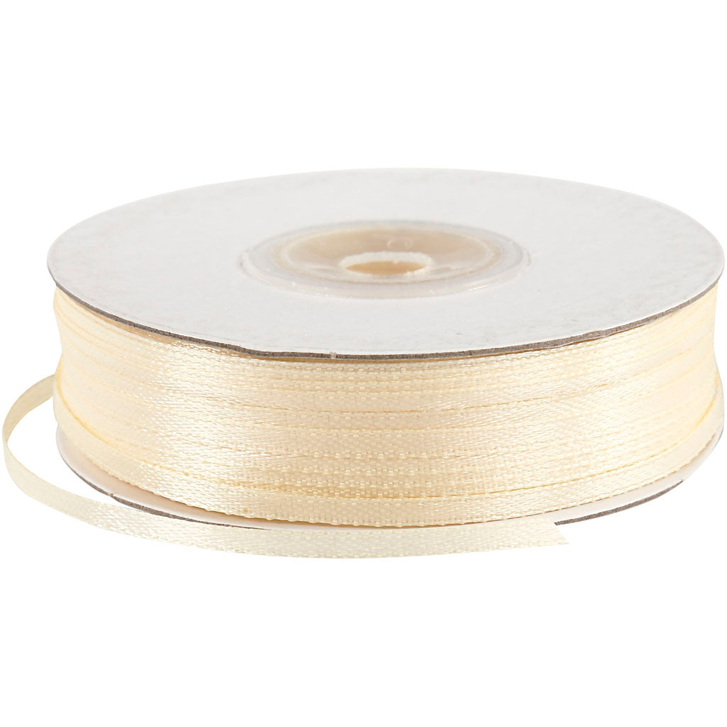 Creativ company satijnlint, b: 3 mm, off-white, 100 m 1 rol