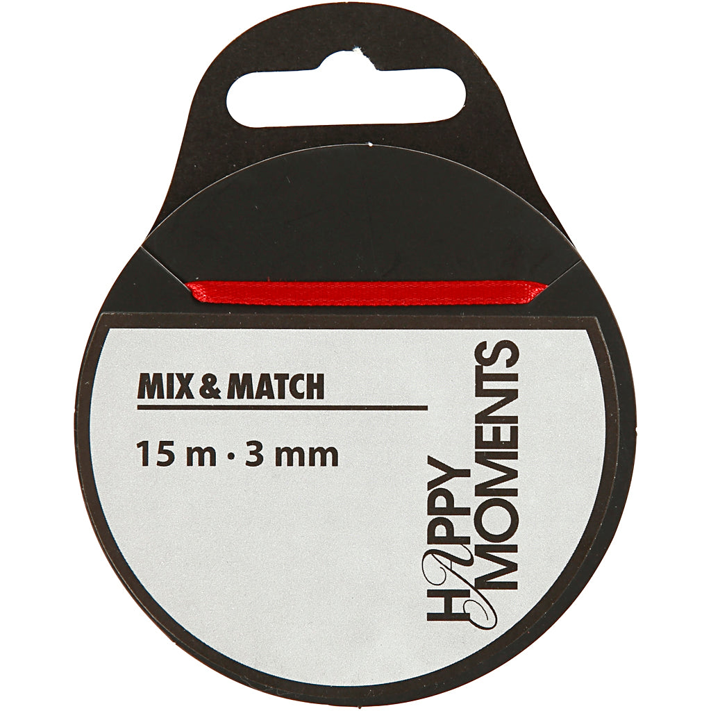 Creativ company satijnlint, b: 3 mm, rood, 15 m 1 rol