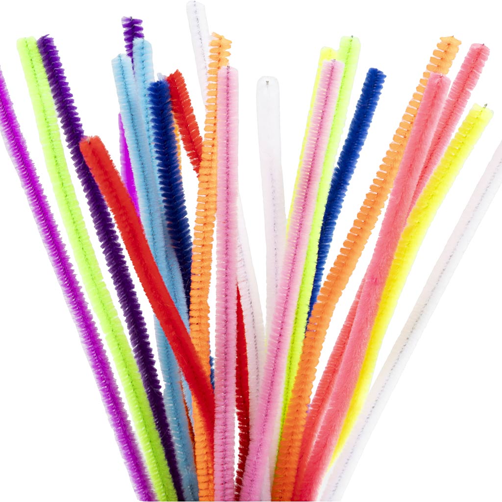 Creativ company chenille, l: 30 cm, dikte 6 mm, kleurrijk, 25 div 1 doos