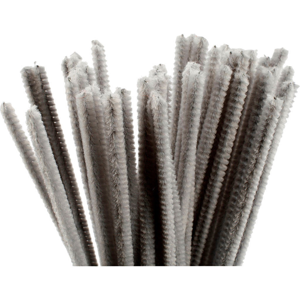 Chenille Grijs 30cm, 50st.