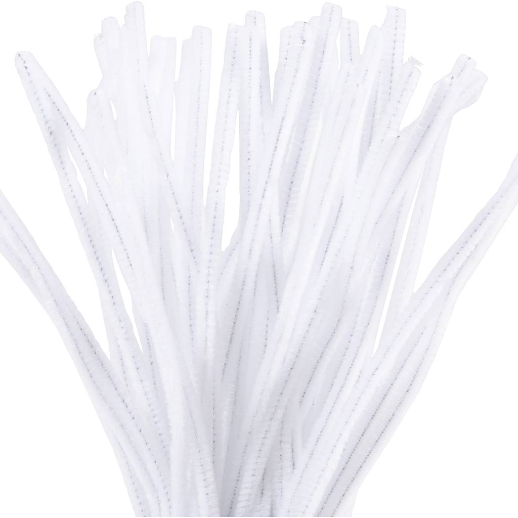 Chenille Wit 30cm, 50st.