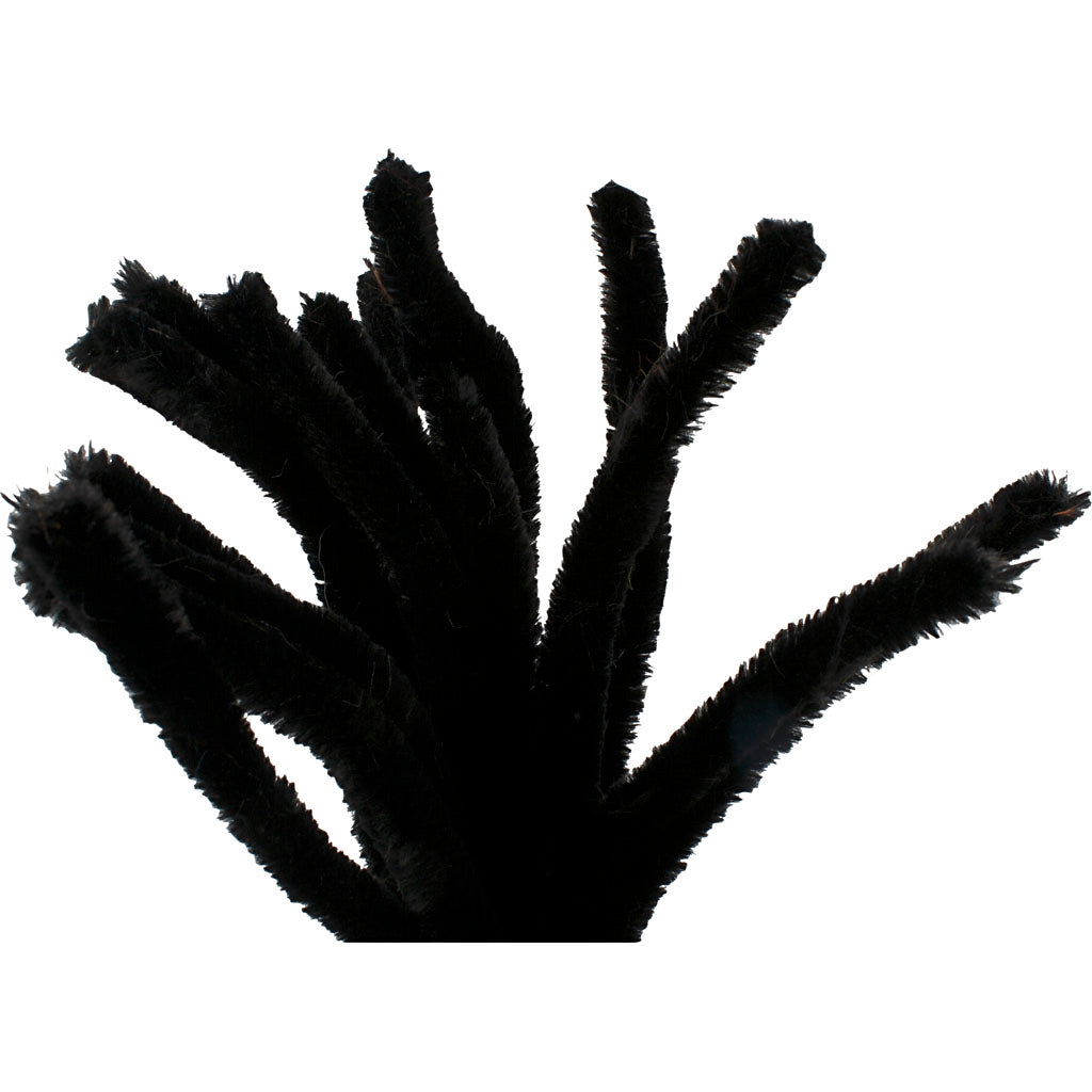 Creativ company chenille, l: 30 cm, dikte 15 mm, zwart, 15 stuk 1 doos