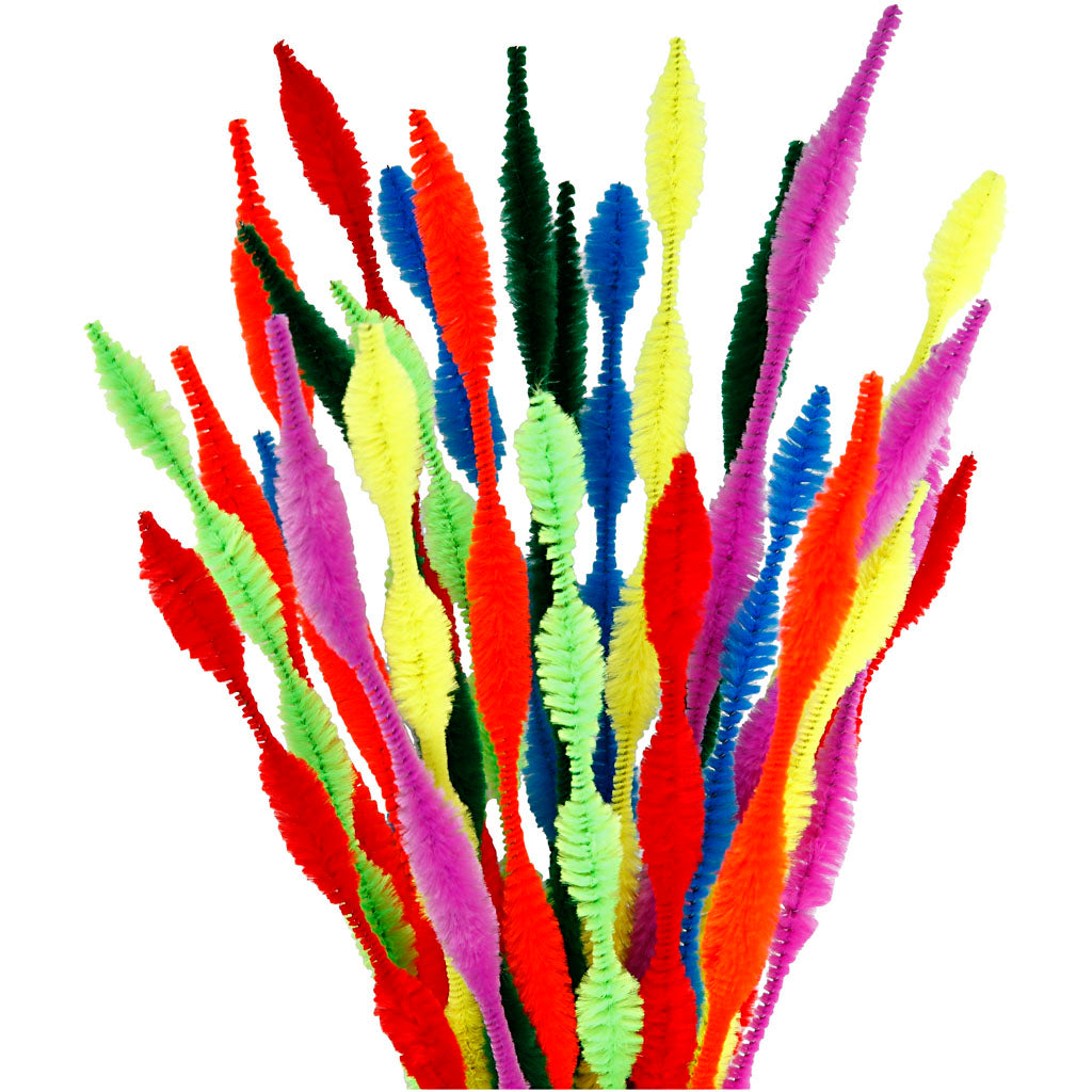 Creativ company chenille, gegolfd, l: 30 cm, dikte 5-12 mm, diverse kleuren, 28 div 1 doos