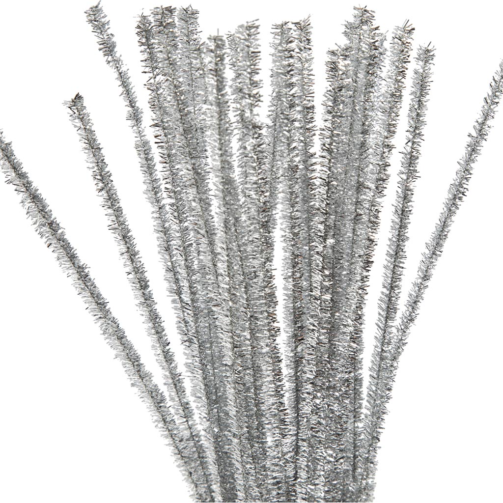 Chenille Zilver 30cm, 50st.