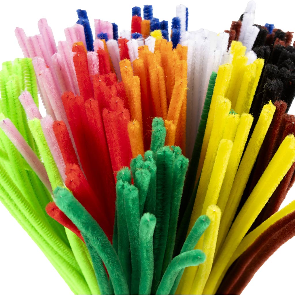 Creativ company chenille, l: 30 cm, dikte 6 mm, diverse kleuren, 200 div 1 doos