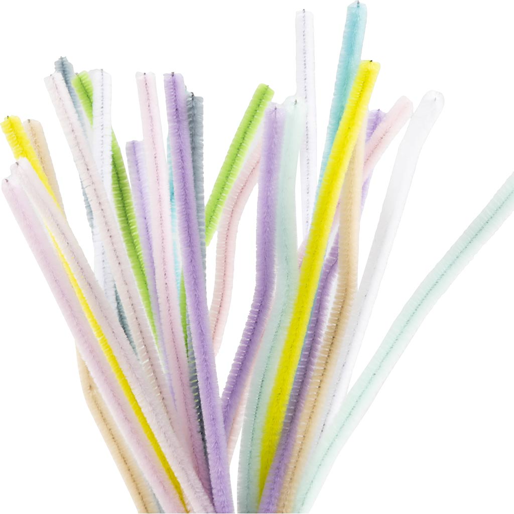 Creativ company chenille, l: 30 cm, dikte 6 mm, pastelkleuren, 25 div 1 doos