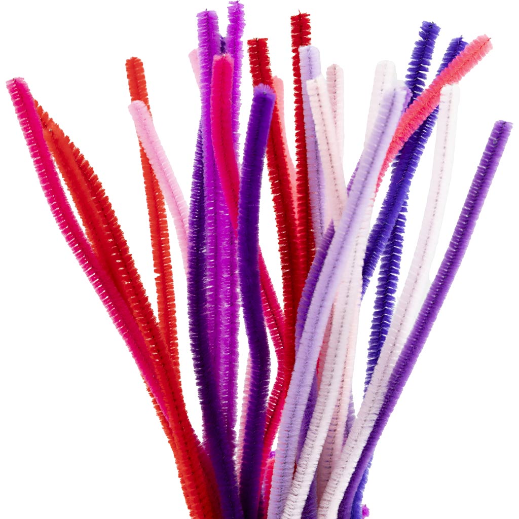 Creativ company chenille, l: 30 cm, dikte 6 mm, paars roze harmonie, 25 stuk 1 doos