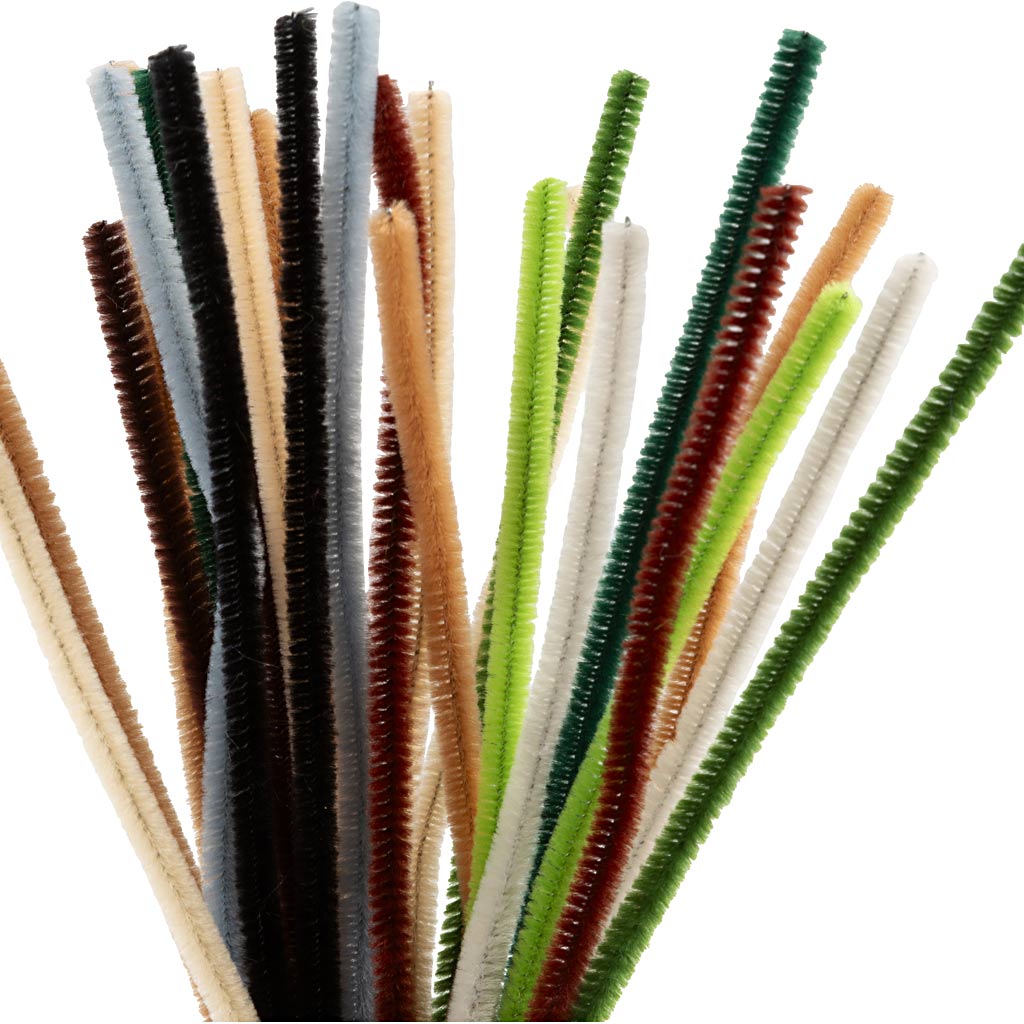 Creativ company chenille, l: 30 cm, dikte 6 mm, naturel, 25 stuk 1 doos