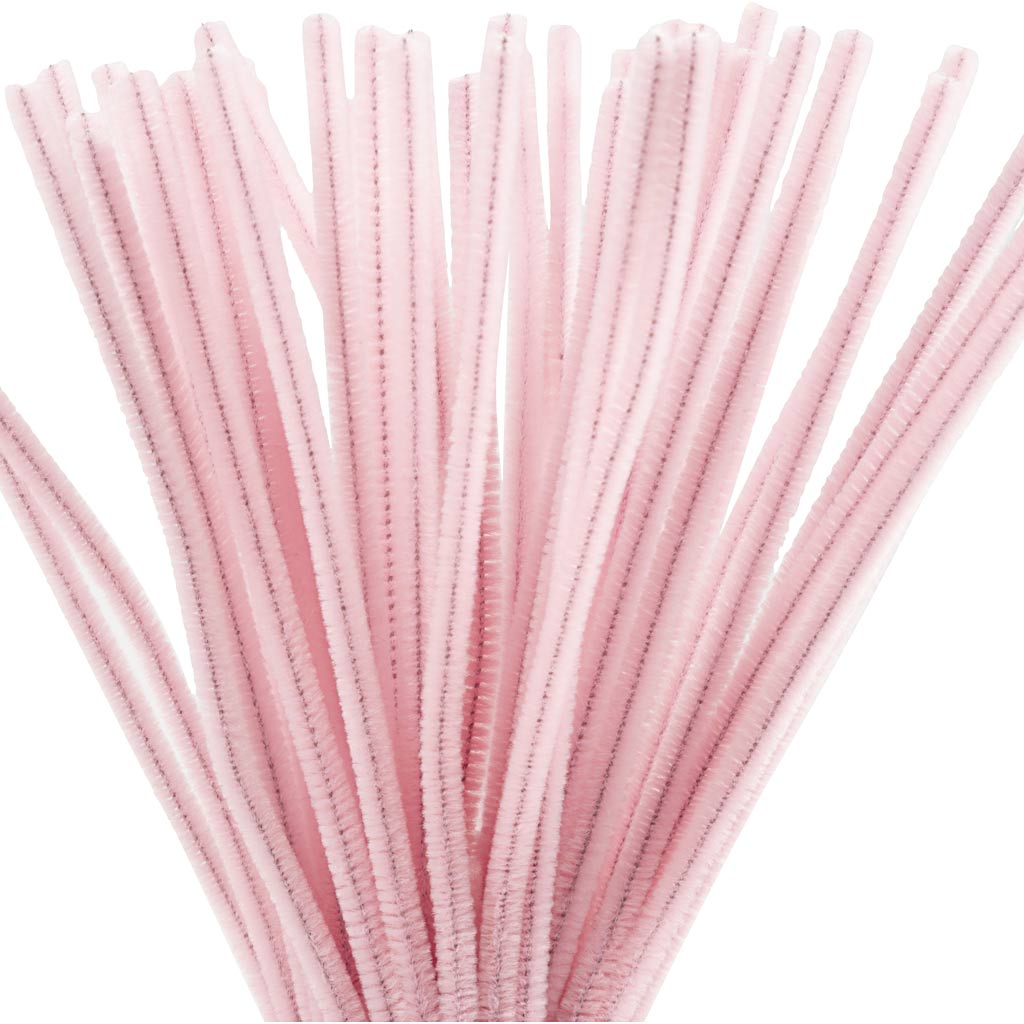 Creativ company chenille, l: 30 cm, dikte 6 mm, roze, 50 stuk 1 doos